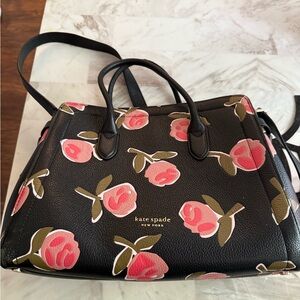 Kate Spade Black and Pink Floral Satchel